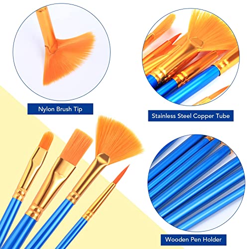 AROIC Acrylic Paint Brush Set, 100 Packs / 1500Pcs Nylon Hair Paint Brushes - size: 1500pcs-blue