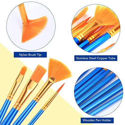 AROIC Acrylic Paint Brush Set, 100 Packs / 1500Pcs Nylon Hair Paint Brushes - size: 1500pcs-blue