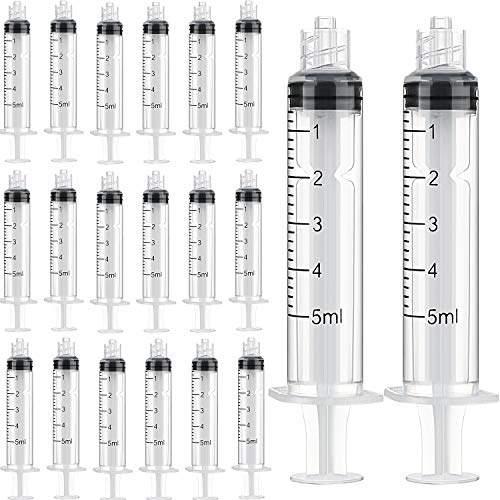 TecUnite 5 ml 20 Pack Plastic Syringes Without Needle for Liquid and Craft - size: 5 ML