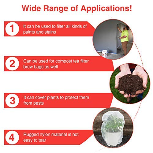 25 Pcs 5 Gallon Elastic Top Paint Strainer Bags White Fine Mesh Bag Filters for Hydroponics Painting Gardening