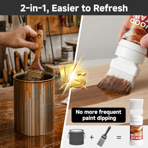 Wood Stain, 6.35 oz Water Based Wood Stain and Sealer in One - No Priming, No Top Coat Required, Fast Drying|Low Odor|Non-Toxic, Perfect for Indoor and Outdoor Furniture(Teak)