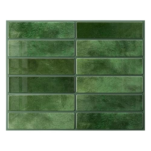 Peel and Stick Backsplash Tile for Kitchen, 10 Sheets, 11.42''x9'' - color: Green
