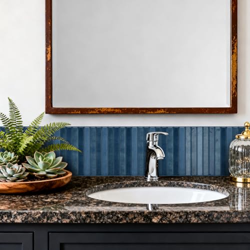 VICCI Peel and Stick Backsplash, Ocean Blue, 4.72x9.68 - color: Ocean Blue