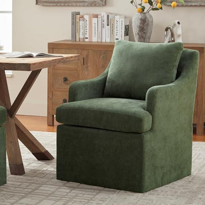VKNOW Upholstered Dining Chairs Set of 6, Dining Room Chairs with Casters - color: Green, size: 6