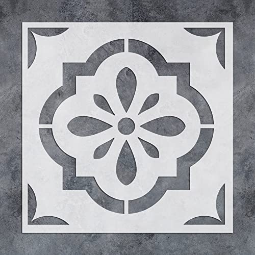GSS Designs Reusable Tile Stencils 12x12Inch Template for Painting Floor Cement Wall Furniture Wood DIY Home Décor Art Craft - style: Style 2