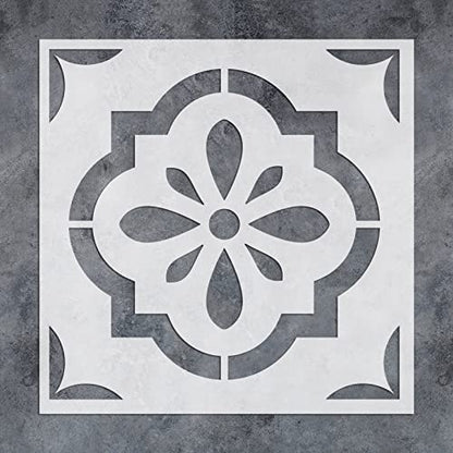 GSS Designs Reusable Tile Stencils 12x12Inch Template for Painting Floor Cement Wall Furniture Wood DIY Home Décor Art Craft - style: Style 2