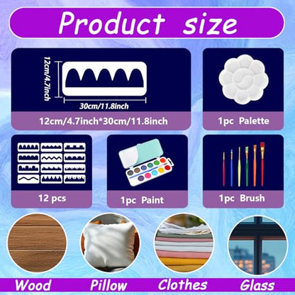 INFUNLY 12 Pcs Geometric Border and Lace Frame Stencils for DIY Decor