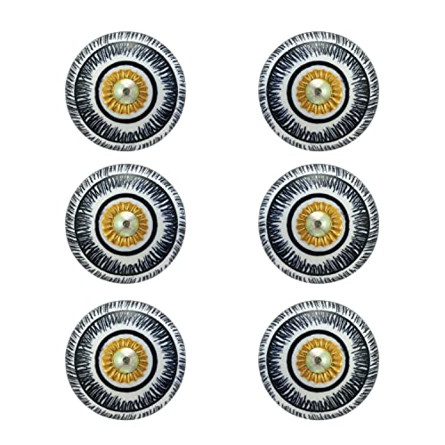Cabinet Knobs - Boho Handmade Ceramic Dresser Pulls Kitchen Cupboard Wardrobe Handle Countryside Farmhouse Decor Furniture Hardware - Black Round - Pack of 4 - color: Black Round