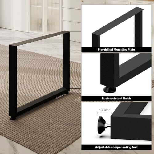 35"W×28"H Heavy Duty Metal Table Legs For Kitchen Tables, Rectangle, 2 Pack - size: 28"×35" Rectangle