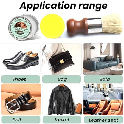 Furniture Salve for Leather & Wood with Boar Bristle Brush, All-in-One Leather Conditioner, Wood Polish & Multi-Surface Restorer for Furniture, Upholstery & Car Vinyl (1)