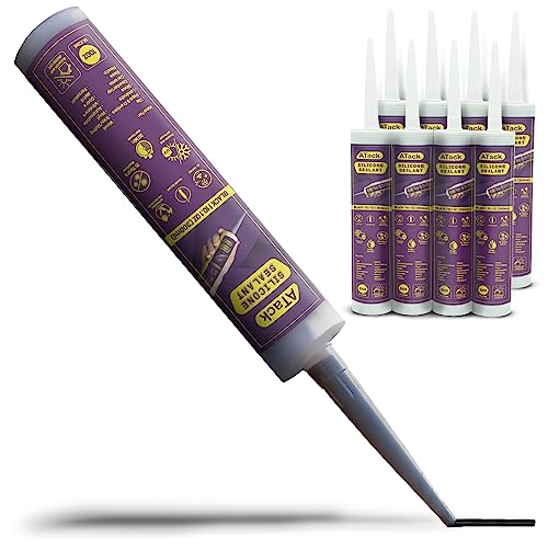 ATack Black Silicone Sealant Caulk 10.1oz (8-Pack) 100% Waterproof for Indoor/Outdoor, Kitchen, Bath | Automotive, High Temp Marine, RV Sealant - size: 8-Pack (80.8oz Total)