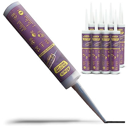 ATack Black Silicone Sealant Caulk 10.1oz (8-Pack) 100% Waterproof for Indoor/Outdoor, Kitchen, Bath | Automotive, High Temp Marine, RV Sealant - size: 8-Pack (80.8oz Total)