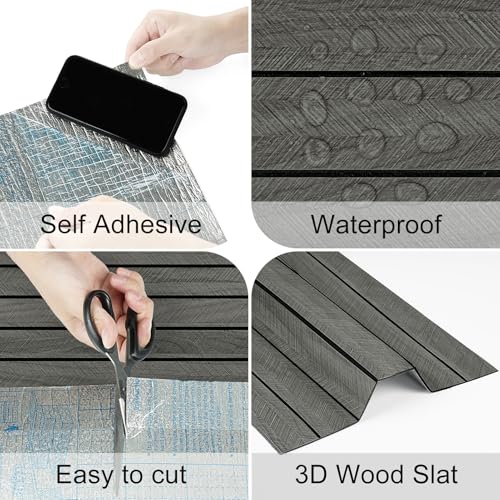 Black 3D Wall Panels Acoustic Wood Slat Wall Paneling for Walls - color: Black