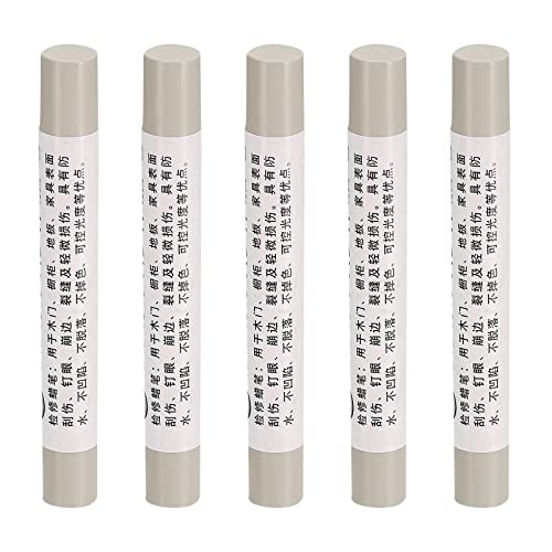 uxcell Furniture Repair Crayons, 5Pcs - Wood Wax Filler Stick, Furniture Markers Touch Up - for Scratches Holes Tables Desks Wooden Floors Cover Ups, Light Grey - color: Light Gray