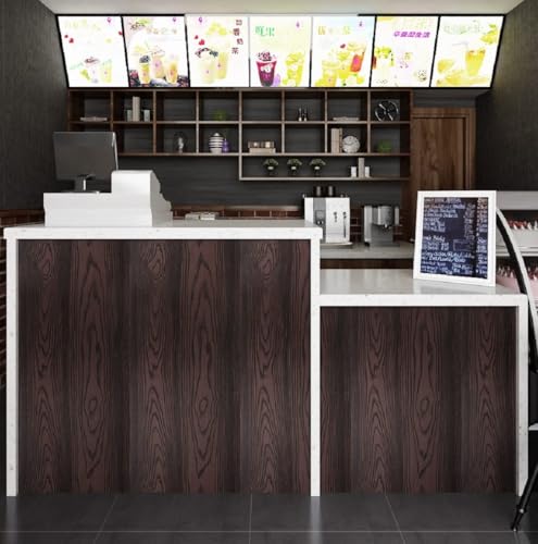 Livelynine Dark Brown Wood Contact Paper 15.8x197 Walnut Textured Wood Grain Countertop Peel and Stick Waterproof Counter Top Vinyl Wrap Desk Wallpaper Kitchen Cabinet Covers Table Dresser Covering - color: Brown Wood, size: 15.8" x 197"