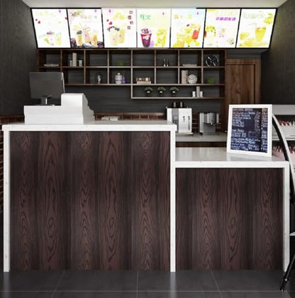 Livelynine Dark Brown Wood Contact Paper 15.8x197 Walnut Textured Wood Grain Countertop Peel and Stick Waterproof Counter Top Vinyl Wrap Desk Wallpaper Kitchen Cabinet Covers Table Dresser Covering - color: Brown Wood, size: 15.8" x 197"