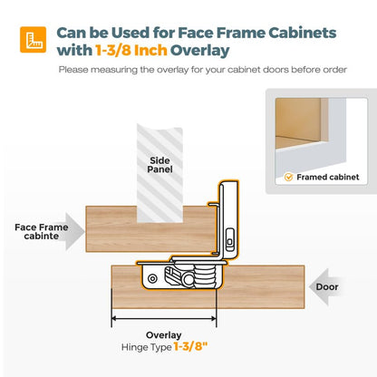 HOME EDIT 5 Pair 1-3/8 Inch Overlay Soft Close Cabinet Hinges Door Hinges - size: 1-3/8 inch Overlay