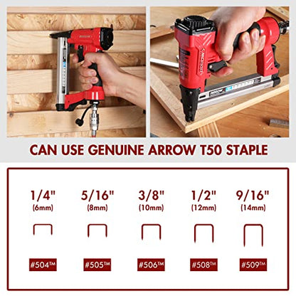 Arrow Pneumatic Staple Gun, Air Stapler with 3750 Pieces T50 Staples