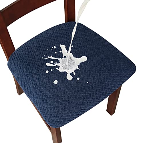 Genina Waterproof Seat Covers for Dining Room Chair Cover Set of 4 - color: Navy Blue, size: 15-19in Waterproof