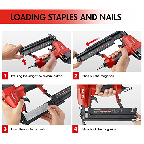 WORKPRO 2-in-1 Pneumatic Brad Nailer/Staple Gun, 18 GA