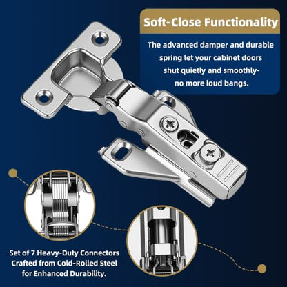 12 Pack 3/4" Overlay Soft Close Cabinet Hinges – 105° 3D Adjustable - style: 3/4" overlay