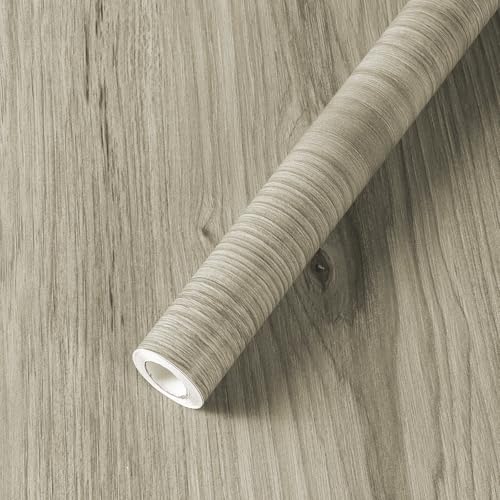 Timeet Wood Peel and Stick Wallpaper Grey Wood Grain Contact Paper Self Adhesive Removable Waterproof Vinyl Film Wooden Wallpaper for Countertops Cabinets Furniture Desk Walls 17.7"x 400" - color: Gray, size: 17.7" x 400"