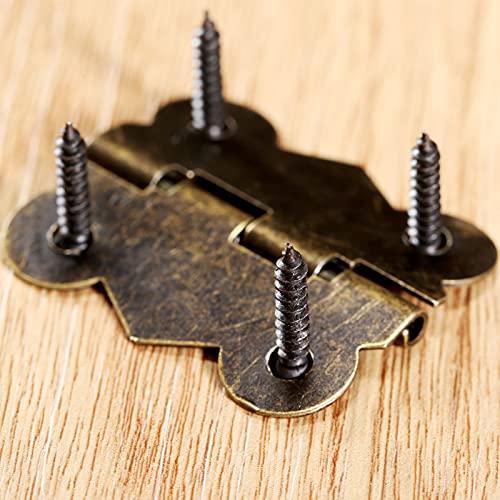 dophee Box Latch Hasps and 2Pcs Vintage Small Hinges with 14Pcs Screws