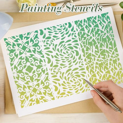 Geometric Texture Stencils for Crafts Reusable 18Pcs Stencils(7.8X4 Inch) - color: Texture 5