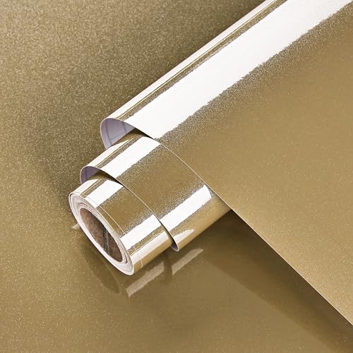 Wallercity Champagne Glitter Wallpaper Shiny Countertop Contact Paper - color: Champagne, size: 15.8"W x 118"L