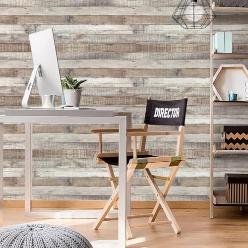 Yun-aeon Natural Wood-Grey Contact Paper Peel and Stick Wallpaper - color: Natural Wood-grey, size: 17.3" x 120"