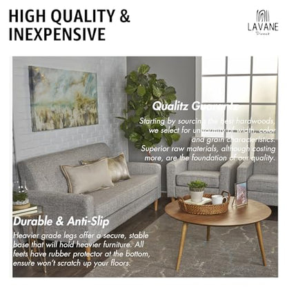 La Vane 4 inch / 10cm Solid Wood Furniture Legs - Tapered Replacement Feet with 5/16 inch Thread & Mounting Plates - Set of 8 for Sofa, Couch, Cabinet, Ottoman - color: Tapered, size: 8PCS - 4" / 10cm