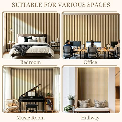 4-Pack Wood Veneer Acoustic Wall Panels Decorative Acoustical Panel - color: Yellow
