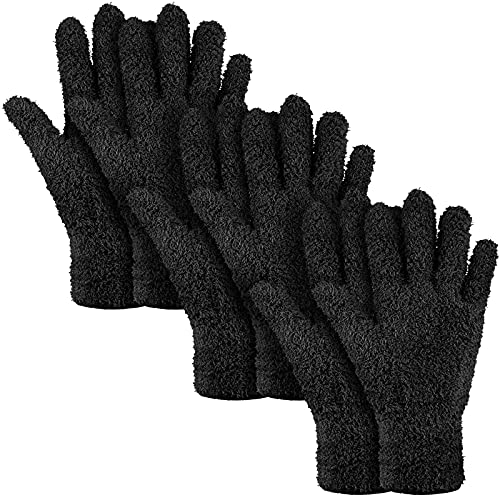 Patelai 3 Pairs Microfiber Dusting Gloves for Plants Leaf, Small - color: Black, size: Small