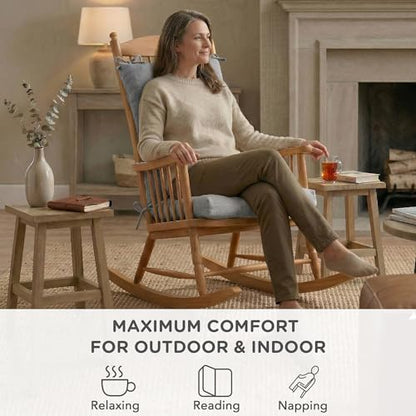 Codi Rocking Chair Cushions, Water-Resistant, Grey 2 Pack - color: Grey, size: 18"x18"/18"x22" - Standard 2PK