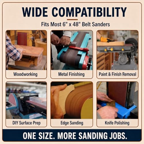 6x48 Sanding Belts, 5 Pack, 1 Each of 80/120/150/240/400 Grits - size: 6 x 48 in, 5-Pack