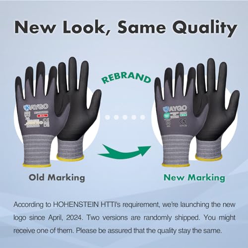 KAYGO Safety Work Gloves, MicroFoam Nitrile Coated, Men Women,KG18N - color: Gray, size: Small