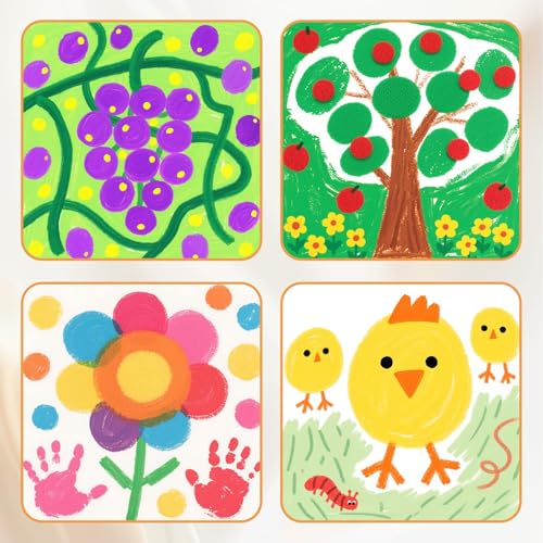 45 PCS Round Sponge Brush Set for Painting - 4 Sizes Wooden Handle Sponge Brushes, Circle Art Sponges Brushes Paint Sponges,Face Paint Sponging Brush for Acrylic, Face & Craft Painting and Kids Arts