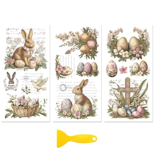 Peacoblue Vintage Easter Rub On Transfers for Furniture Craft 6"x12" - style: Vintage Easter