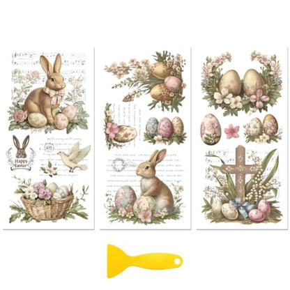 Peacoblue Vintage Easter Rub On Transfers for Furniture Craft 6"x12" - style: Vintage Easter
