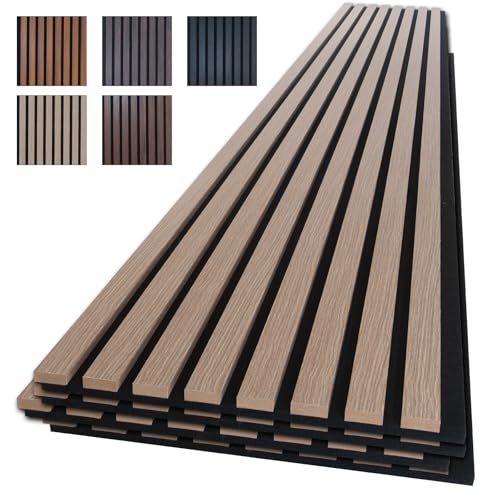 NeatiEase Wood Panels for Wall, 4-Piece 94.5" x 11" Soundproof Wood Slat Wall Panel for Interior Wall Decor Noise Cancelling, Acoustic Wall Panels, Sound Absorbing Panel (Rustic Oak) - color: Oak, size: 94.5" x 11"