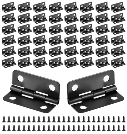 50 Sets Small Hinges for Crafts, 1In Stainless Steel Mini Hinges for Wooden Box Hinge for Jewelry Box, Miniature Folding Butt Hinge Hardware Ideal for DIY Crafts, Small Jewelry Cabinets Making, Black
