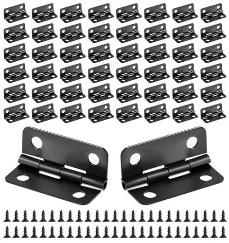 50 Sets Small Hinges for Crafts, 1In Stainless Steel Mini Hinges for Wooden Box Hinge for Jewelry Box, Miniature Folding Butt Hinge Hardware Ideal for DIY Crafts, Small Jewelry Cabinets Making, Black