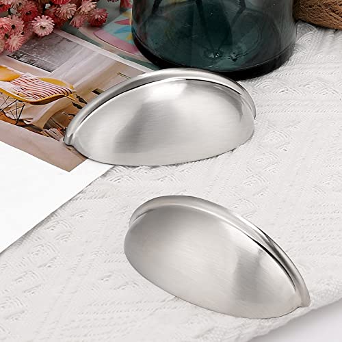 Probrico 10 Pack Brushed Nickel Cabinet Pulls Bin Cup Drawer Handles, Cabinet Cup Handles 3 Inch Holes Drawer Handles and Knobs, Kitchen Cabinet Hardware - color: Brushed Nickel