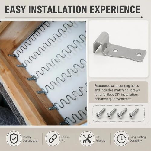 20 Pack Sofa Zig Zag Spring Repair Brackets, Sofa Spring Repair Kit Includes All Hardware, Silver