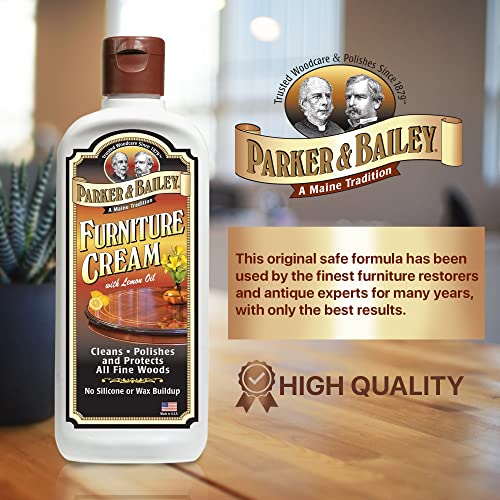 Parker & Bailey Furniture Cream - Multisurface Wood Cleaner and Polish Furniture Quick Shine Restorer Protector Kitchen Cabinets Surface Cleaner House Cleaning Supplies Home Improvement - size: 8 Ounce (Pack of 1)