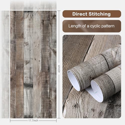 Livebor Gray Shiplap Peel and Stick Wallpaper Wood Wallpaper 17.7”x 236.2” - color: Dark Gray, size: 17.7" x 236.2"