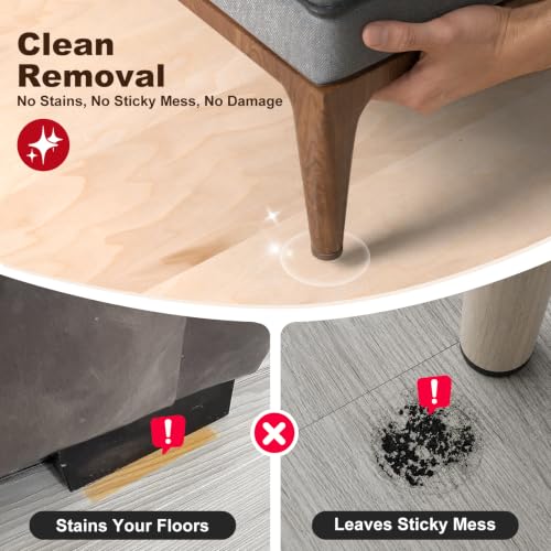 Felt Furniture Pads for Hardwood Floors - Non Slip Chair Leg Protectors with Silicone Gripper Dots - 0.2" Extra Thick Floor Protection for Dining Tables & Chairs, 1 Inch Round, 48 Pack, Brown