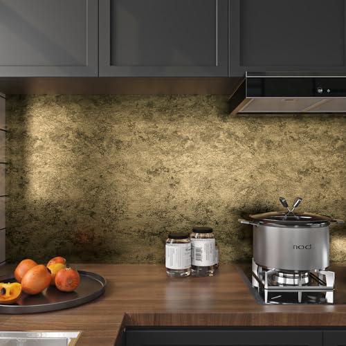 Livelynine 24x197" Gold Wallpaper Peel and Stick Textured Metallic Accent Wallpaper for Living Room Bathroom Kitchen Cabinets Fridge Luxury Black Gold Contact Paper Drawer Liner Shelf Waterproof Vinyl - size: 24x197 Inch