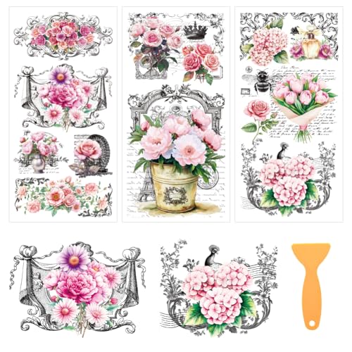 3 Sheets Floral and Retro Border Rub on Transfers for Crafts and Furniture 12×6inch Vintage Baroque Furniture Transfer Stickers for Wood Furnitures Cabinet Dressers Home Decor - style: Floral and Retro Border