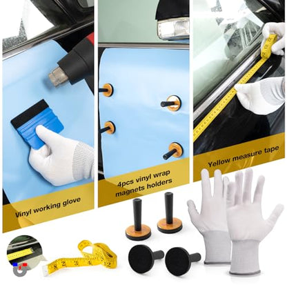 Gomake Vinyl Wrap Tool Car Wrap kit for Window Tint Film Installation, Include Heat Gun, Tinting Squeegee,Micro Tucking Stick, Film Cutter, Magnet Holder, Plastic Scraper